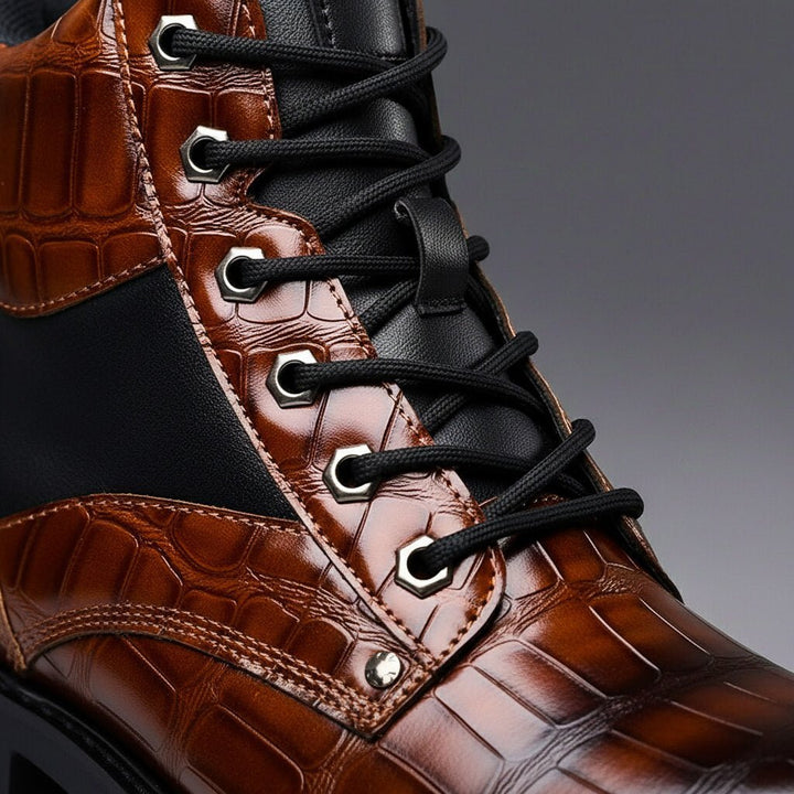 Atlas | Urban Style Embossed Leather Boots with Cushioned Insoles