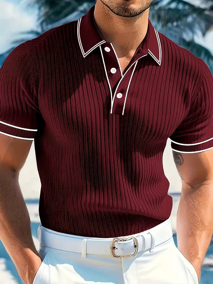 Mark | Modern Textured Color-Block Polo Shirt