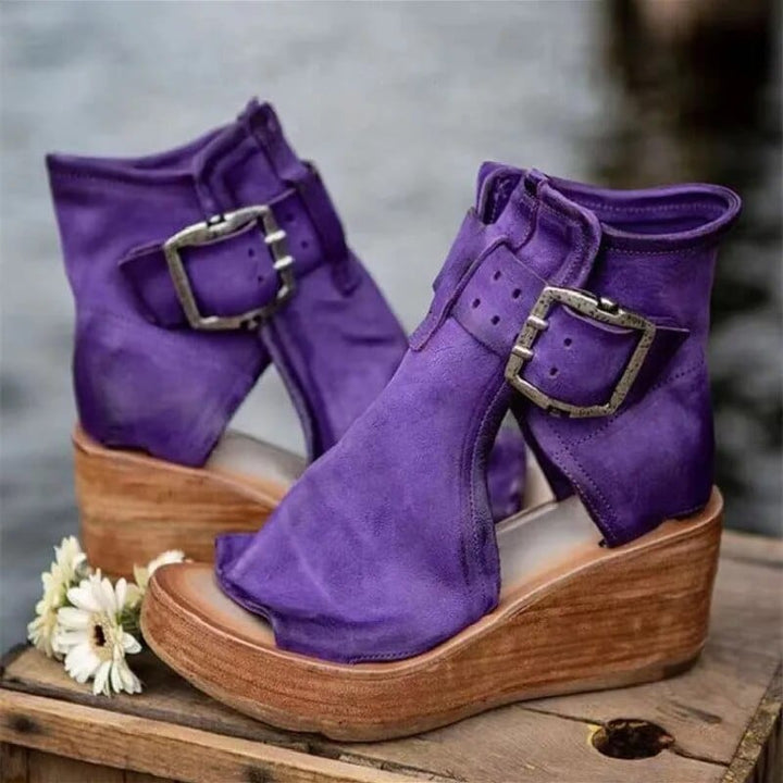 Marceline | Open Toe Buckle Wedge Sandals