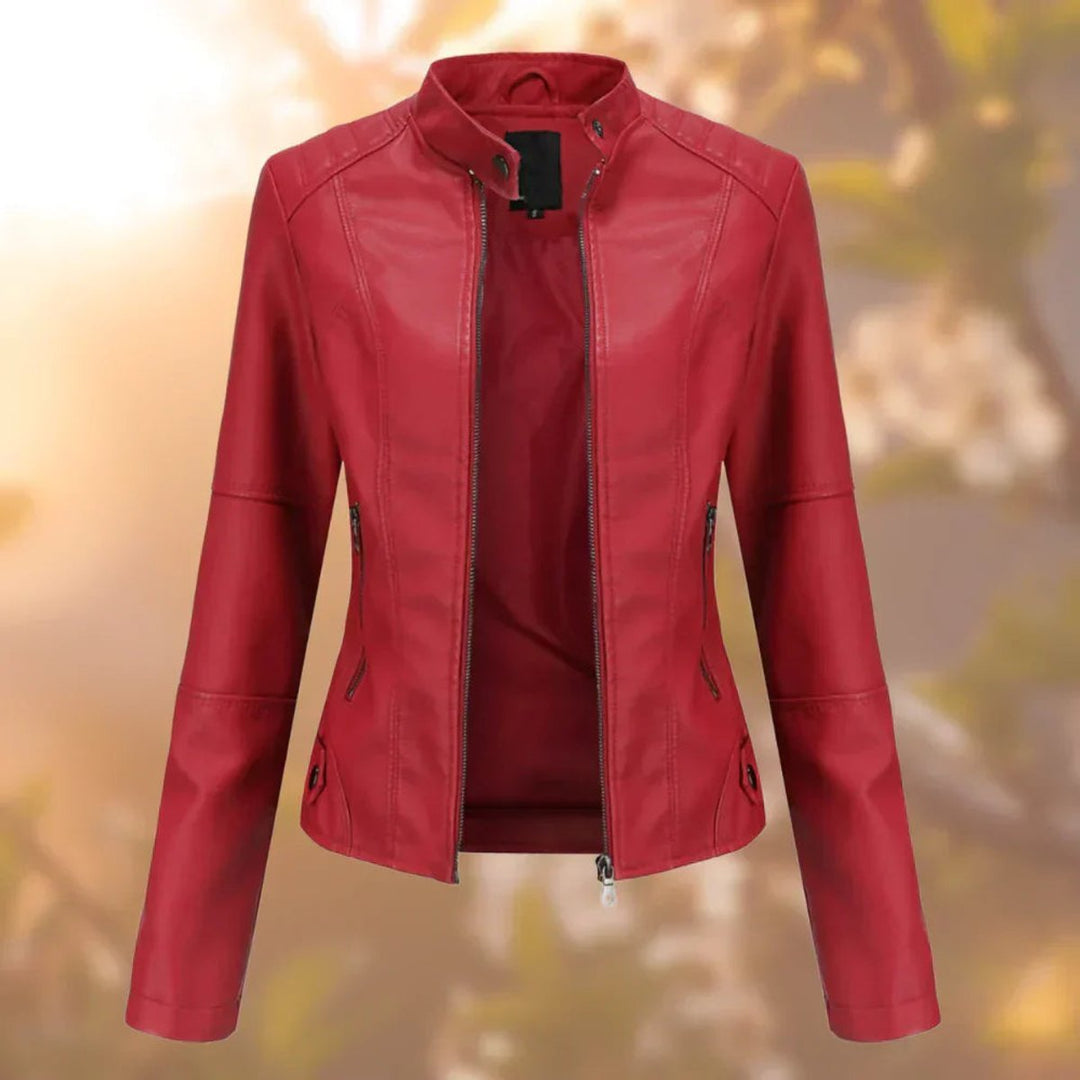Mariana | Slim-Fit Zip-Up Faux Leather Biker Jacket for Women