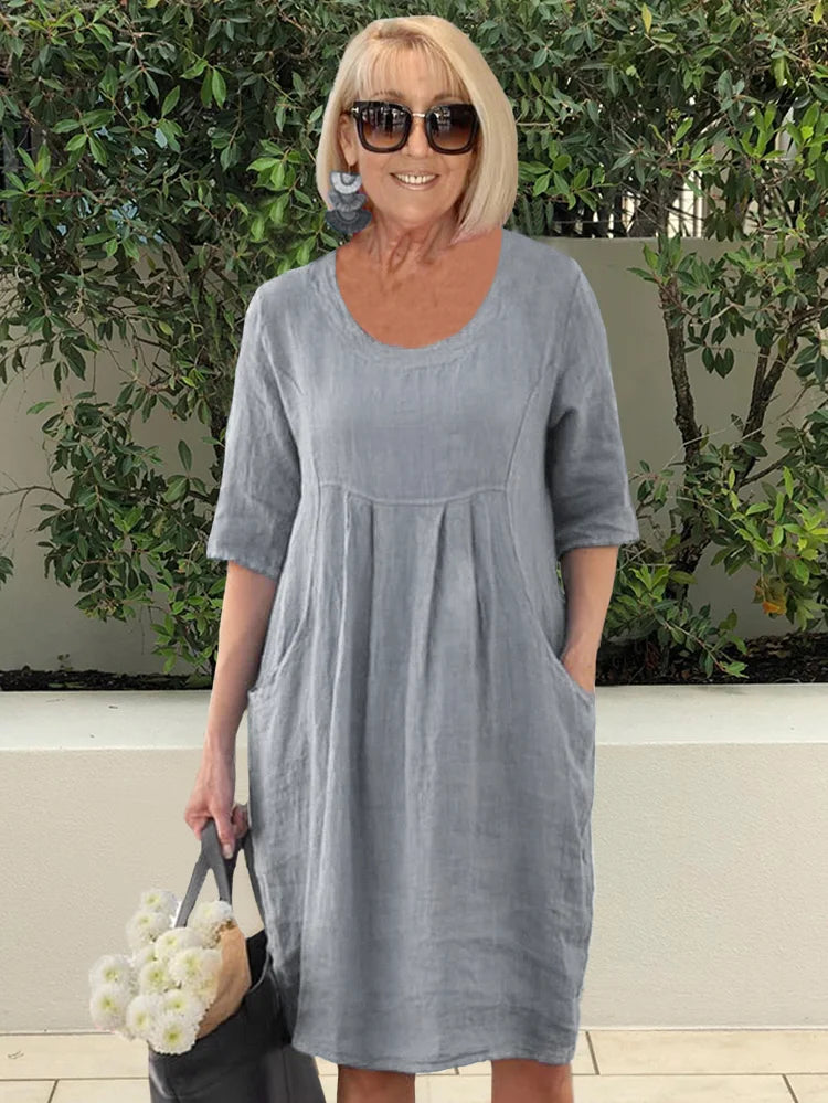 ELYSSIA – CASUAL COTTON POCKET TUNIC DRESS