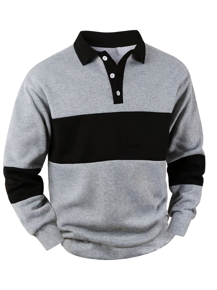 Easton | Colour-Block Long Sleeve Polo Shirt