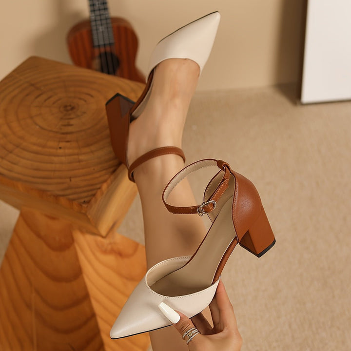 Zoey | Elegant Two Tone Strap Block Heels