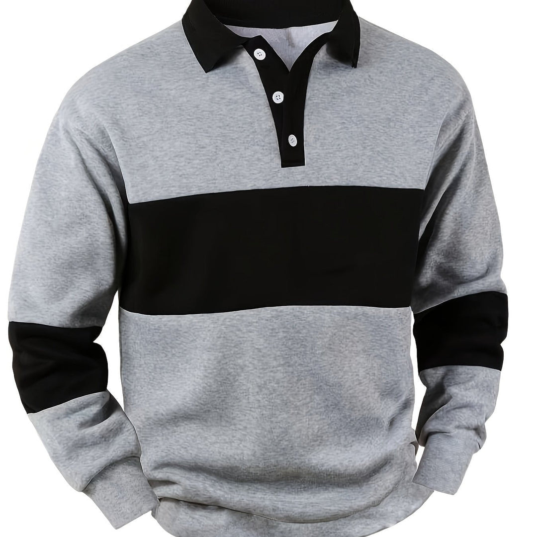 Easton | Colour-Block Long Sleeve Polo Shirt