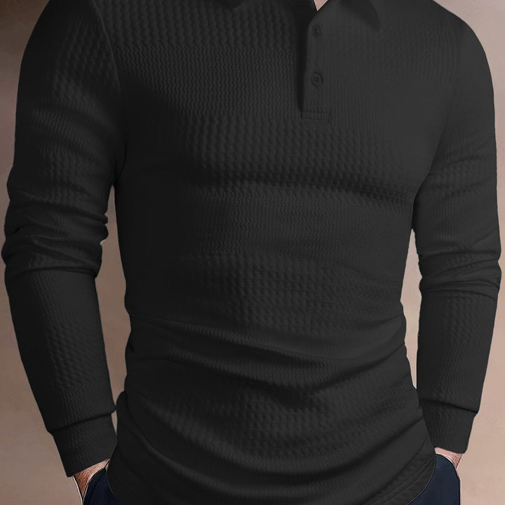 Calvin | Textured Long-Sleeve Polo Shirt