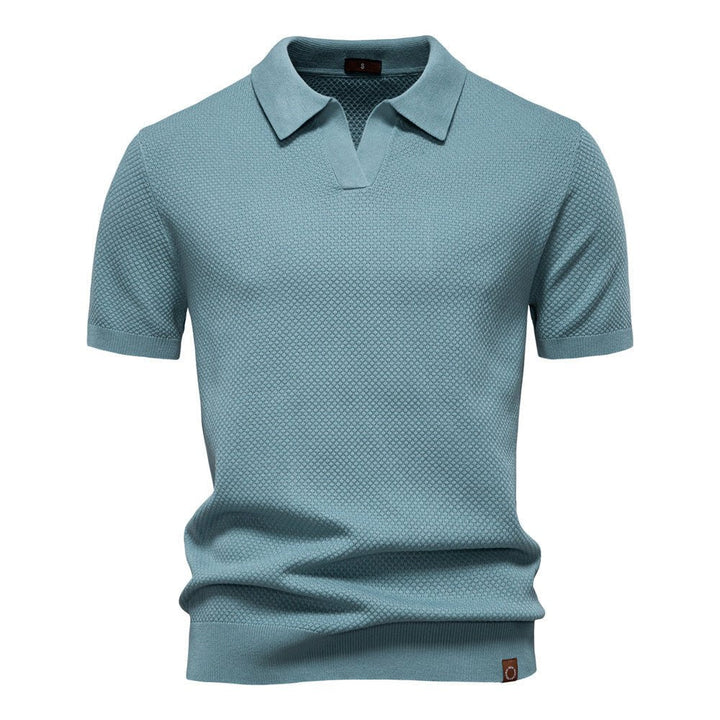 Noah | Modern Textured Open-Collar Polo Shirt