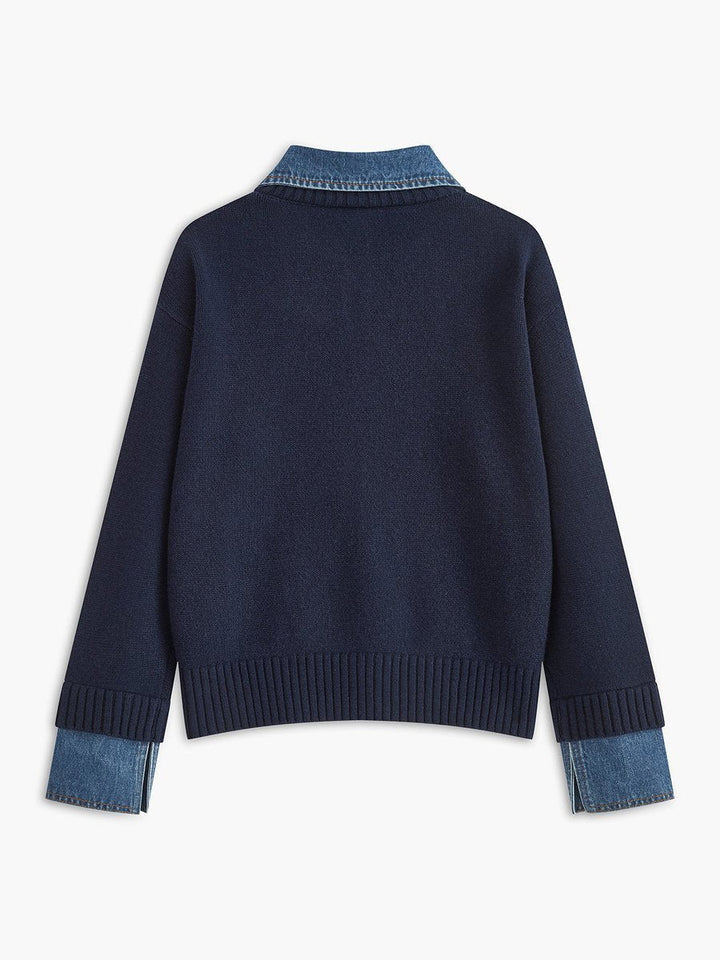 Celina | Chic 2-In-1 Knitted Sweater With Denim Details