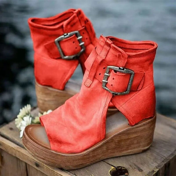 Marceline | Open Toe Buckle Wedge Sandals