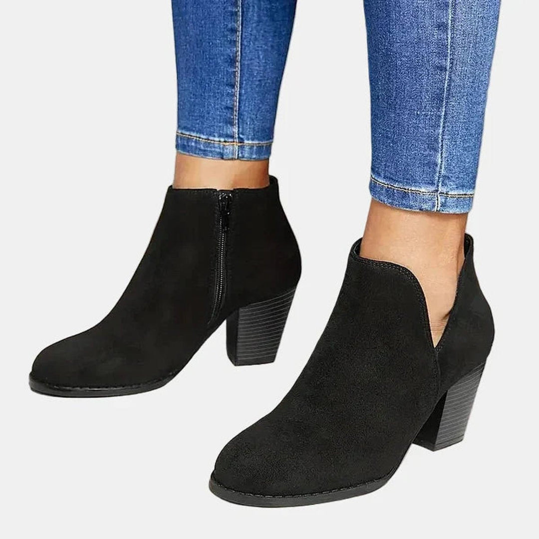 Beatrice | Women's Suede Block Heel Side-Zip Ankle Boots