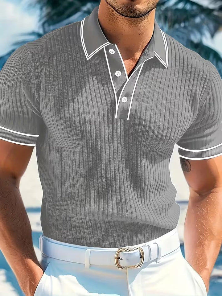 Mark | Modern Textured Color-Block Polo Shirt