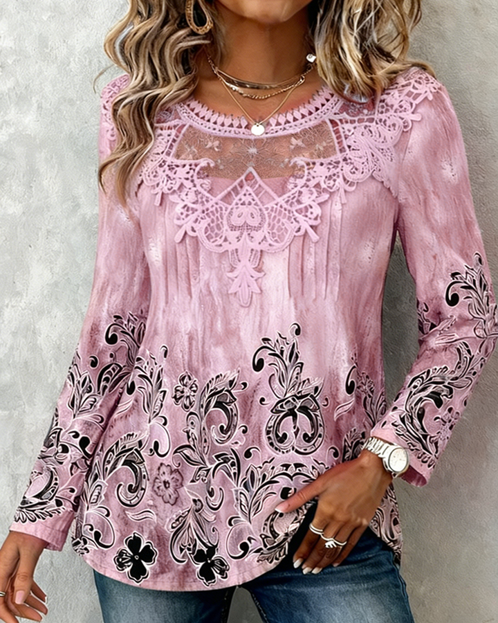 Patchwork and Strategically Placed Printed Blouse