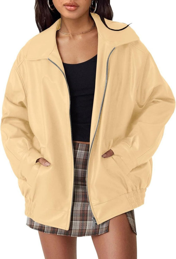 Delaney | Effortless And Cool Oversized Leather Jacket