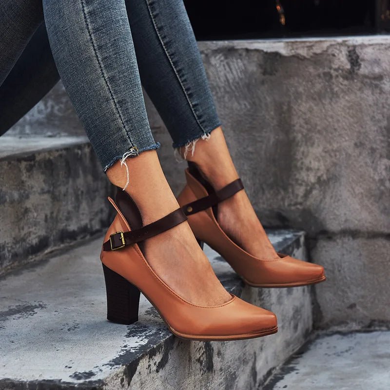 Christina | Stylish Block Heel Shoes with Adjustable Strap