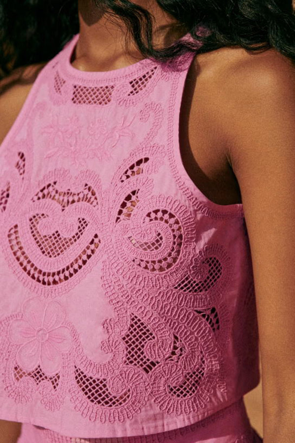Romy - Moise Pink Lace Set