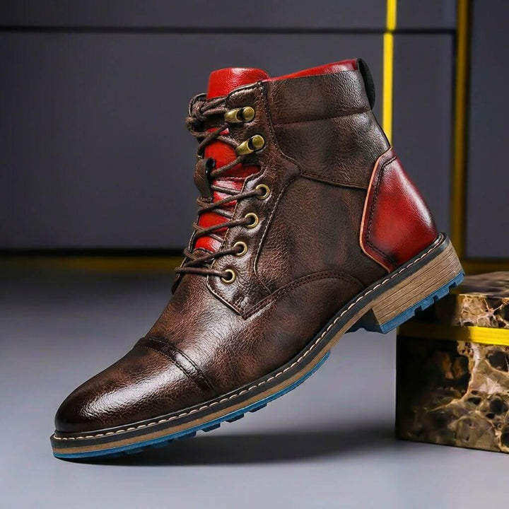 Eithan | Vintage Style Two-Tone Leather Boots