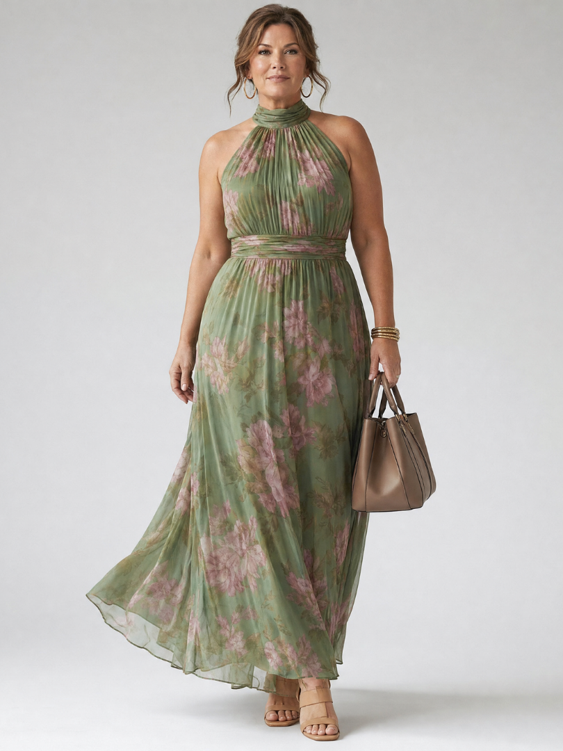 Valentina | Gathered Halter Midi Dress