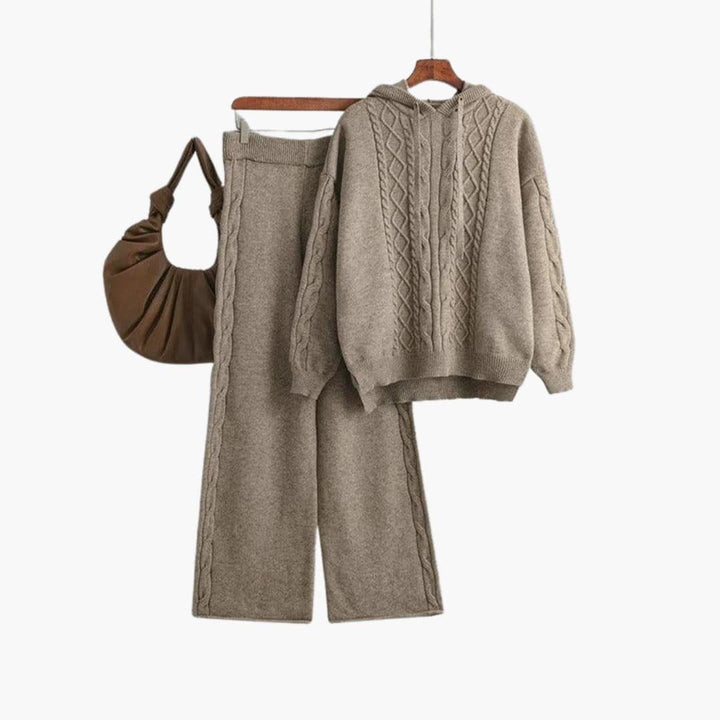 Natalie | Oversized Knit Hoodie & Wide-Leg Set