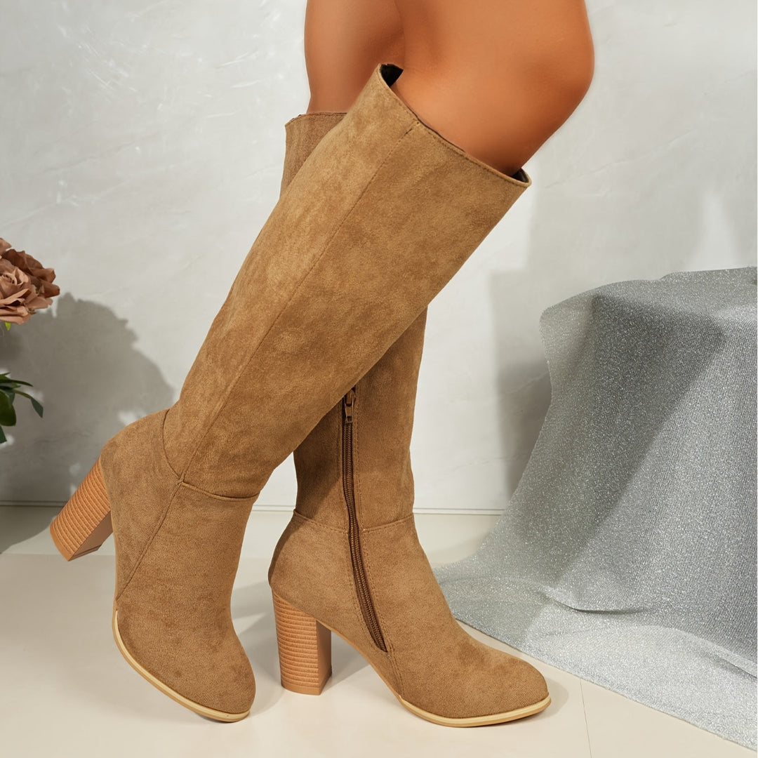 Juliet | Chic Wide-Calf Cowboy Boots With Stacked Heel
