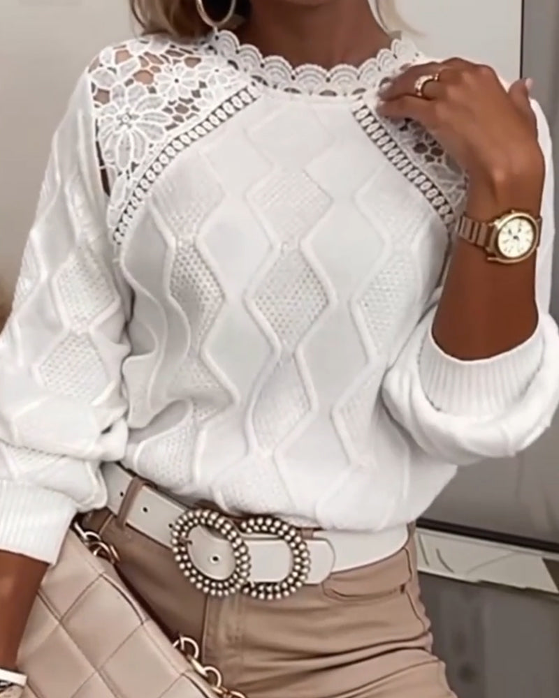 Sweater Blonde Lace Fashion Patchwork