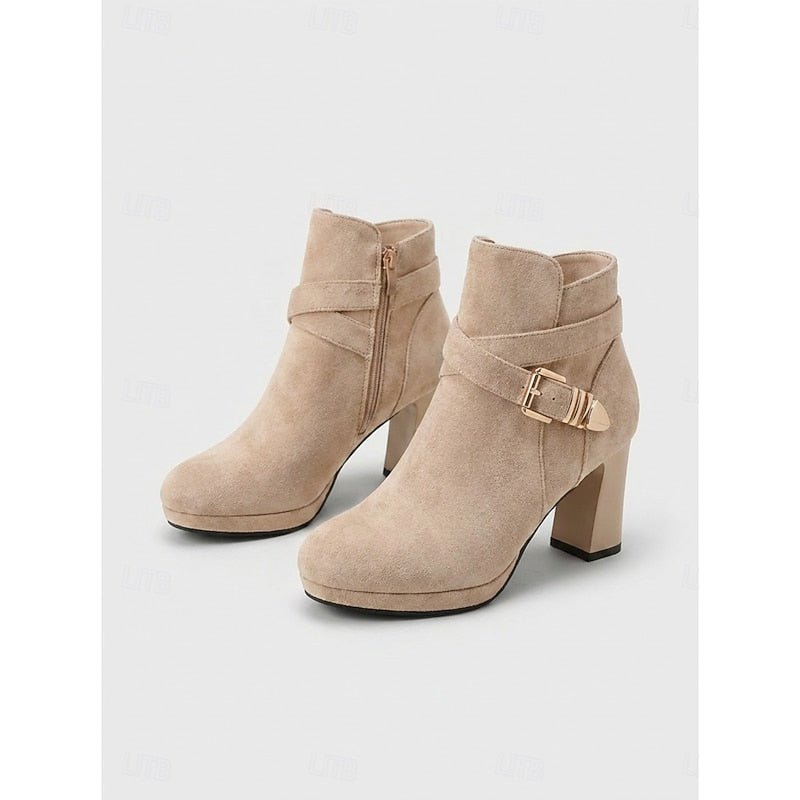 Nova | Buckle-Strap Block Heel Ankle Boots