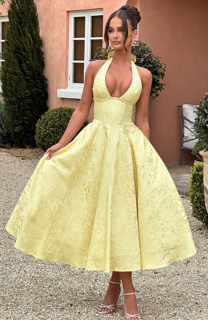 Niamh™ | Elegant Embroidered Deep V Sleeveless Dress