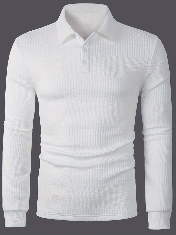 Calvin | Textured Long-Sleeve Polo Shirt