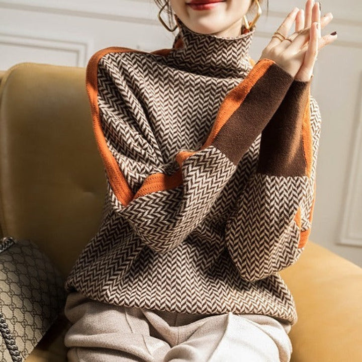 Keziah | Chic And Distinctive Houndstooth Turtleneck Sweater