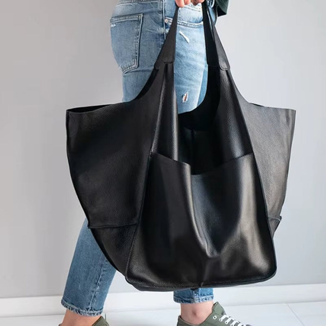 Elena | Oversized Vegan Leather Tote Bag with Magnetic Closure