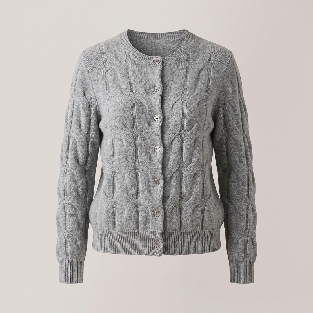 Madelyn | Artful Cable Style Cashmere Knit Cardigan