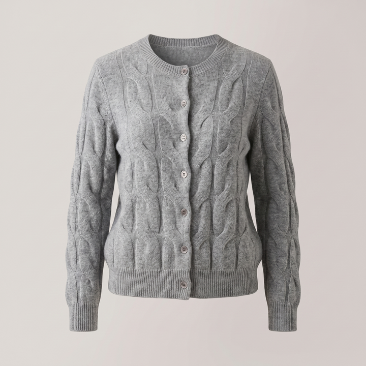 Madelyn | Artful Cable Style Cashmere Knit Cardigan