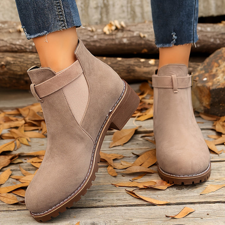 Andrea | Buckle-Strap Suede Chelsea Ankle Boots