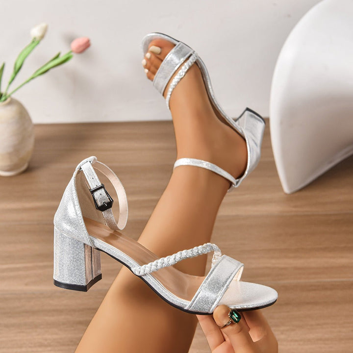 Elina | Stylish Braided Design Block Heel Sandals