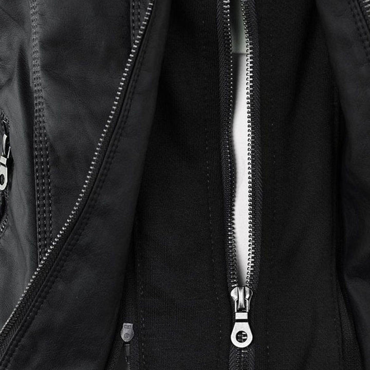 Ruby | Tailored Style Faux Leather Hooded Jacket