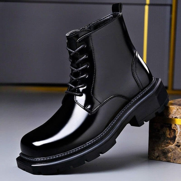 Lorenzo | Vintage-Style Glossy Finish Leather Boots