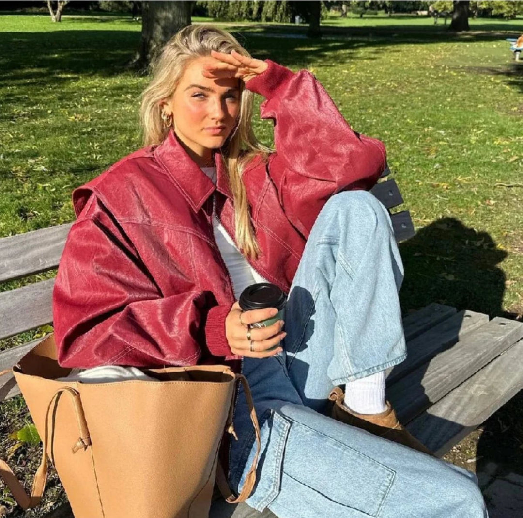 Bailey | Oversized Style Leather Bomber Jacket