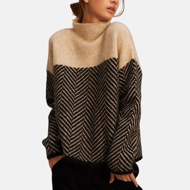 Victoria | Sophisticated Style Herringbone Knit Sweater