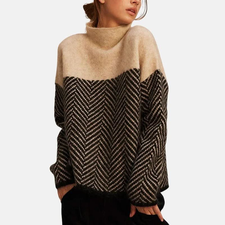 Victoria | Sophisticated Style Herringbone Knit Sweater