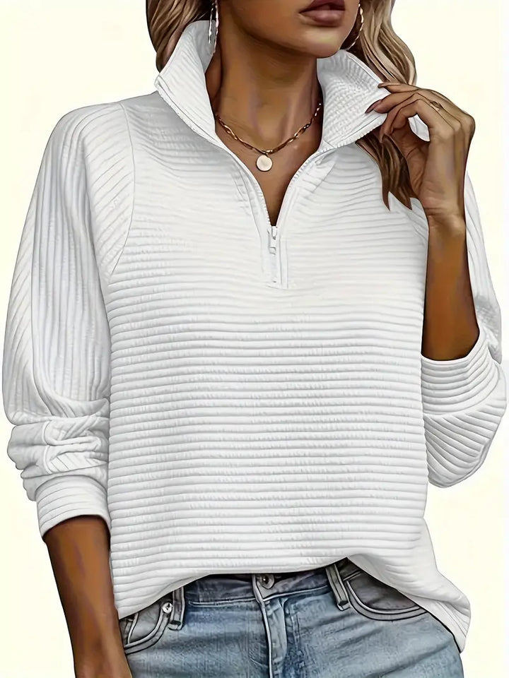 Hazel | Women's Quarter-Zip Ribbed Pullover Sweater