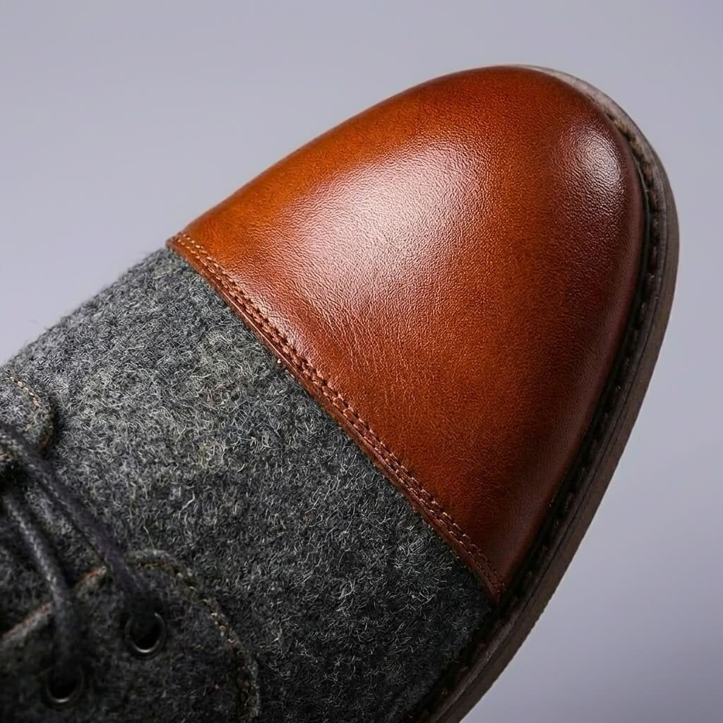 Enzo | Vintage Style Leather Wool Boots
