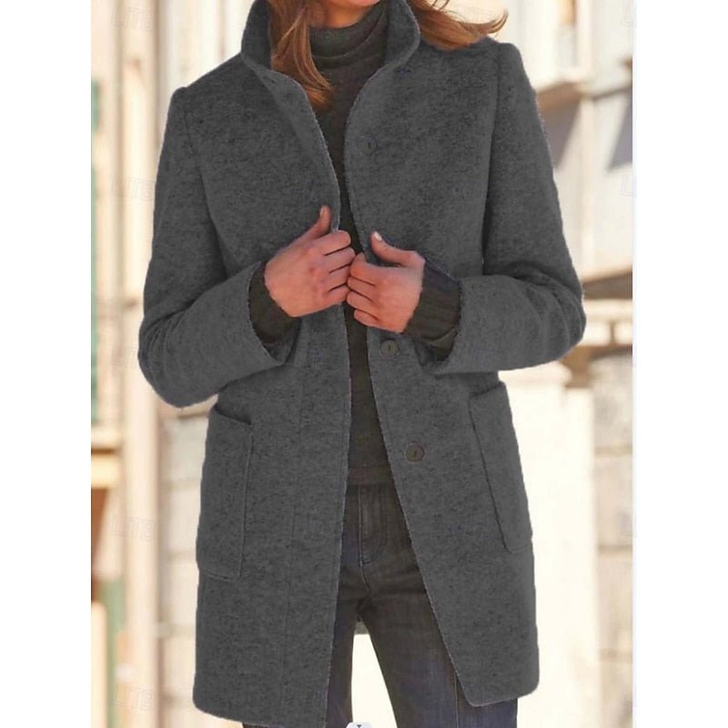 Eliana | Elegant Stand Collar Tailored Trenchcoat
