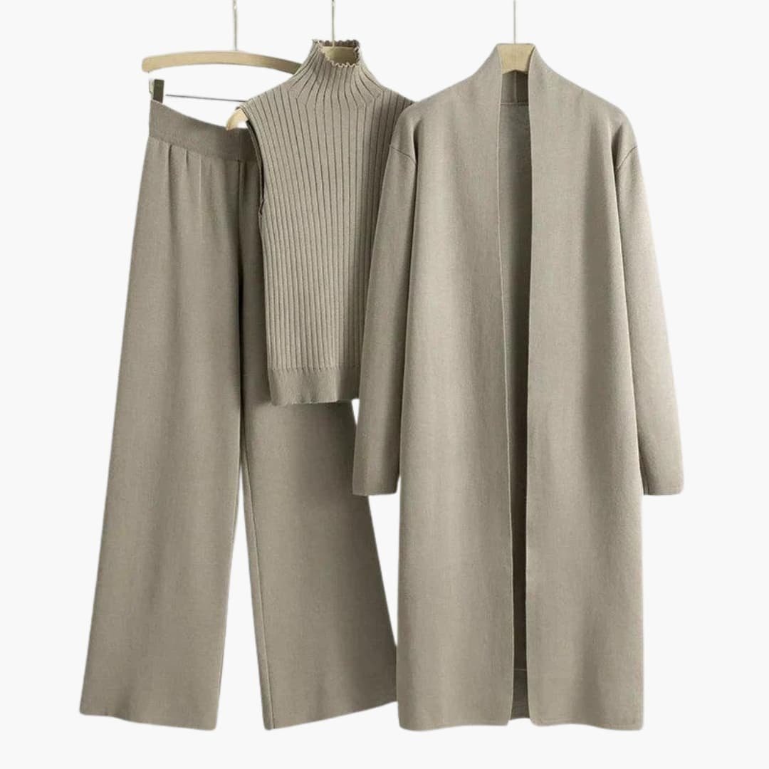 Avery | Elegant Ribbed Knit Three-Piece Set