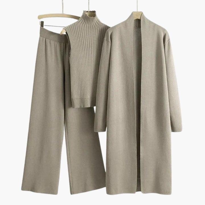 Avery | Elegant Ribbed Knit Three-Piece Set