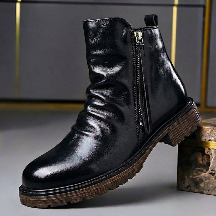 Damian | Vintage Style Leather Boots with Zipper