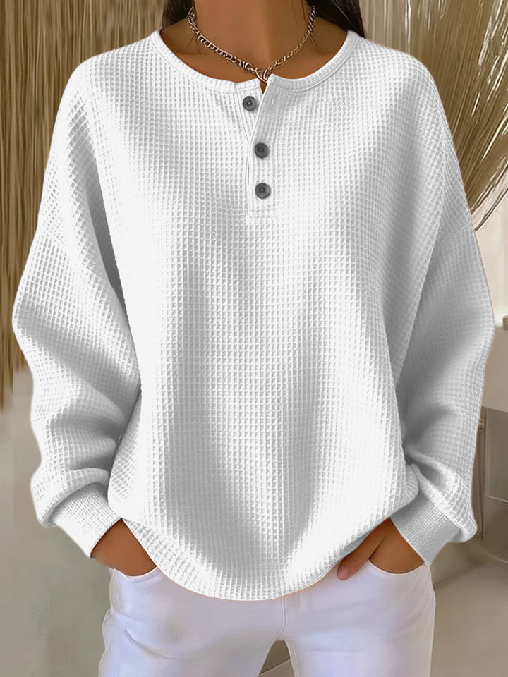 Claire | Women's Waffle-Knit Collared Sweatshirt