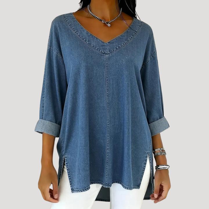 Genevieve | Women's V-Neck Relaxed Tunic Top