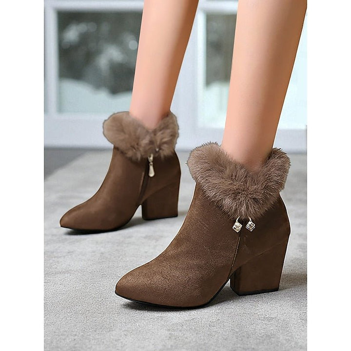 Natalie | Fur-Trimmed Block Heel Ankle Boots