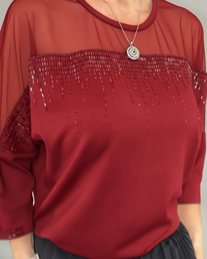 Mesh Blouse Split Loose