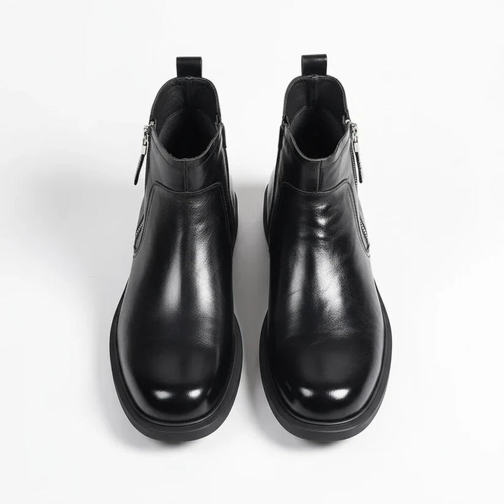 Daniel | Sturdy Leather Ankle Boots with Side-Zip