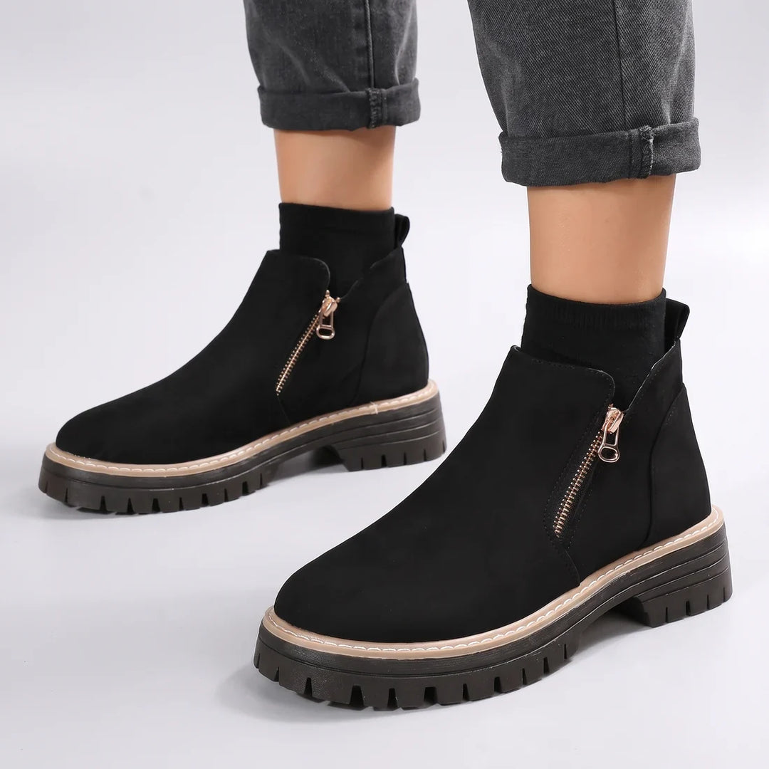 Eliana | Elegant Suede Style Platform Ankle Boots