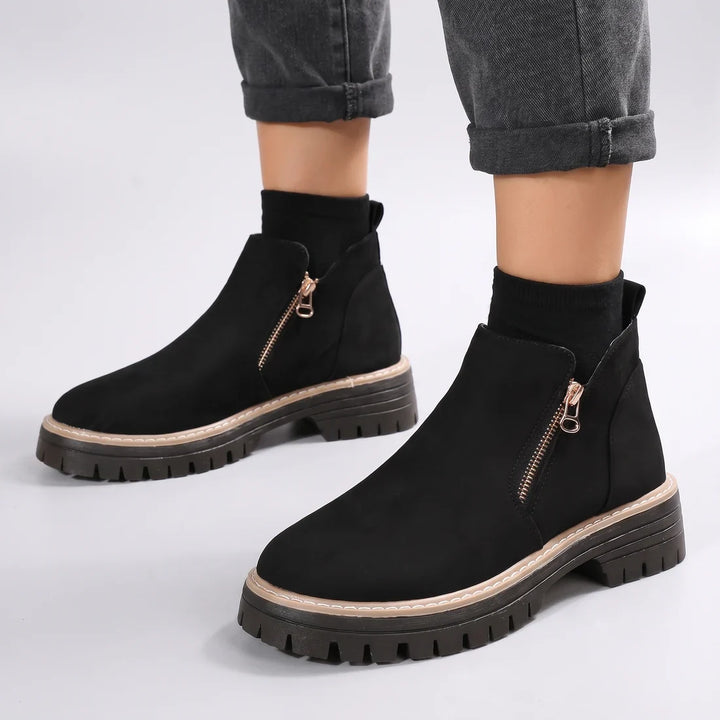 Eliana | Elegant Suede Style Platform Ankle Boots